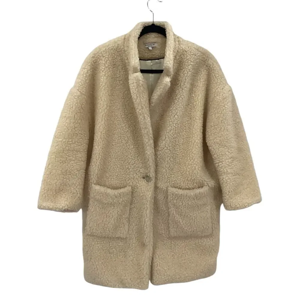 Emerson Fry Teddy Bear Coat In Ivory Size Large Oversized Fit - Picture 4 of 14